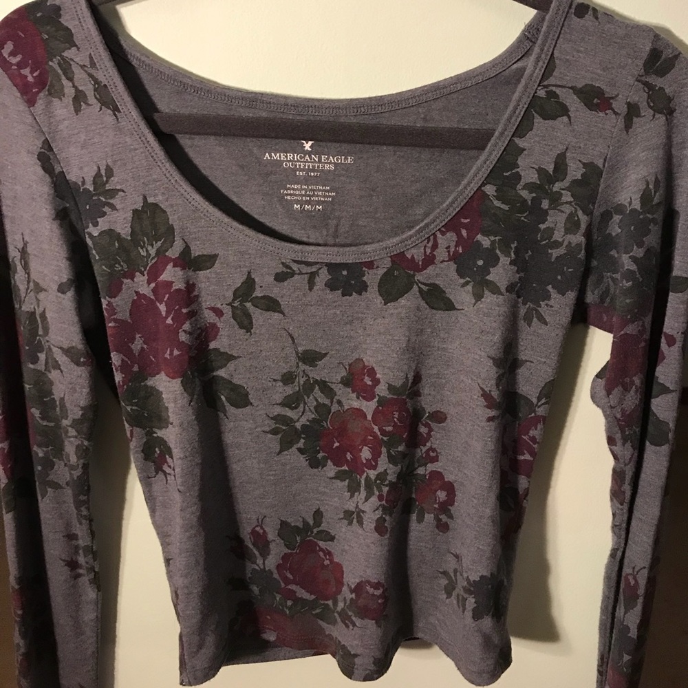 Floral long sleeve crop